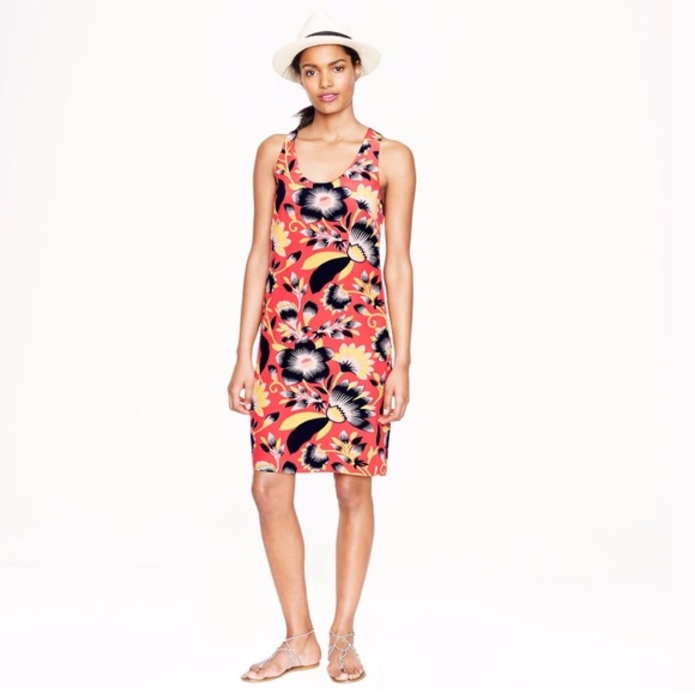 J crew hibiscus print silk dress
